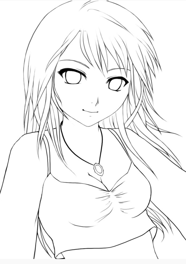 Coloring pages lovely anime girls coloring pages