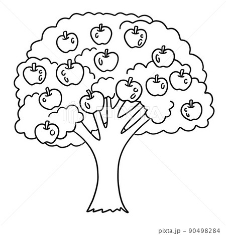 Apple tree isolated coloring page for kids