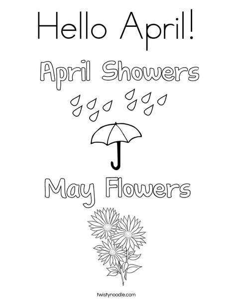 Hello april coloring page