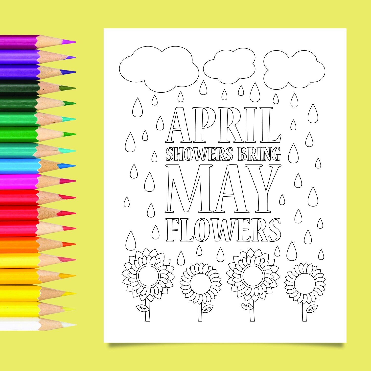 April showers bring may flowers printable coloring sheet size x