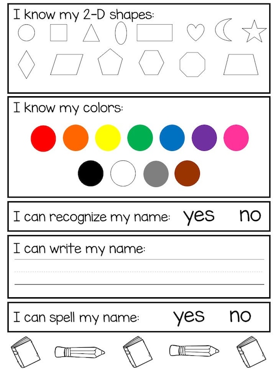 Printable preschool assessment worksheets