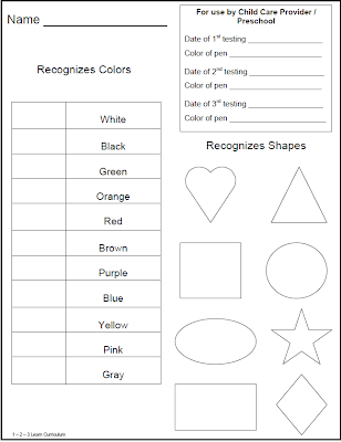 Childrens portfolios testing sheets