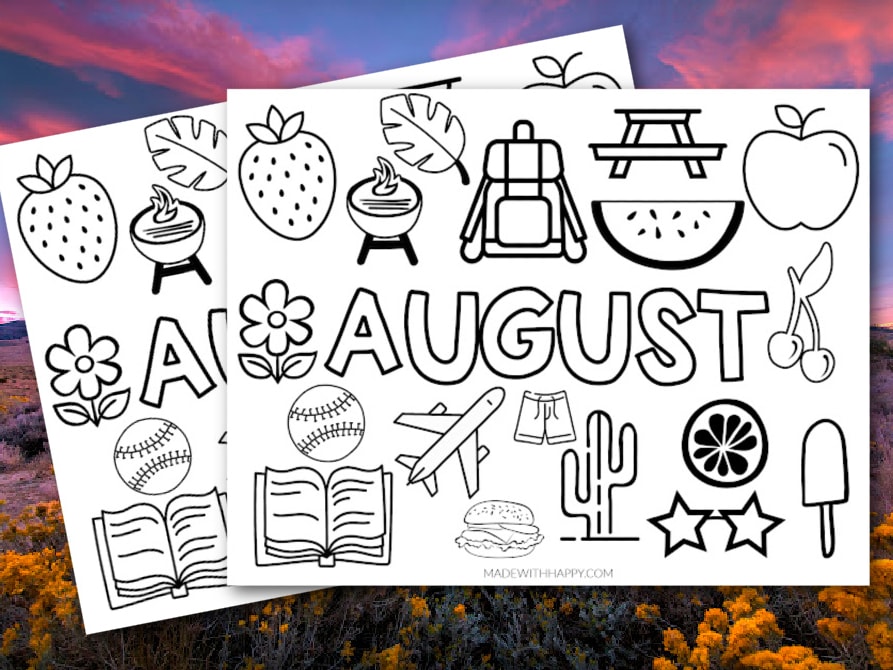 Free printable august coloring page