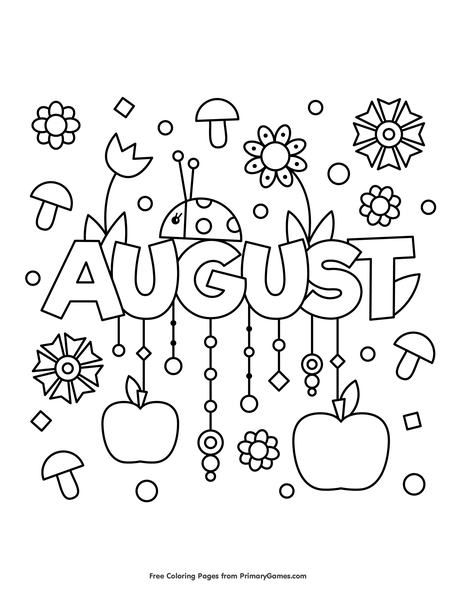 August coloring page â free printable ebook summer coloring pages coloring pages for kids coloring pages