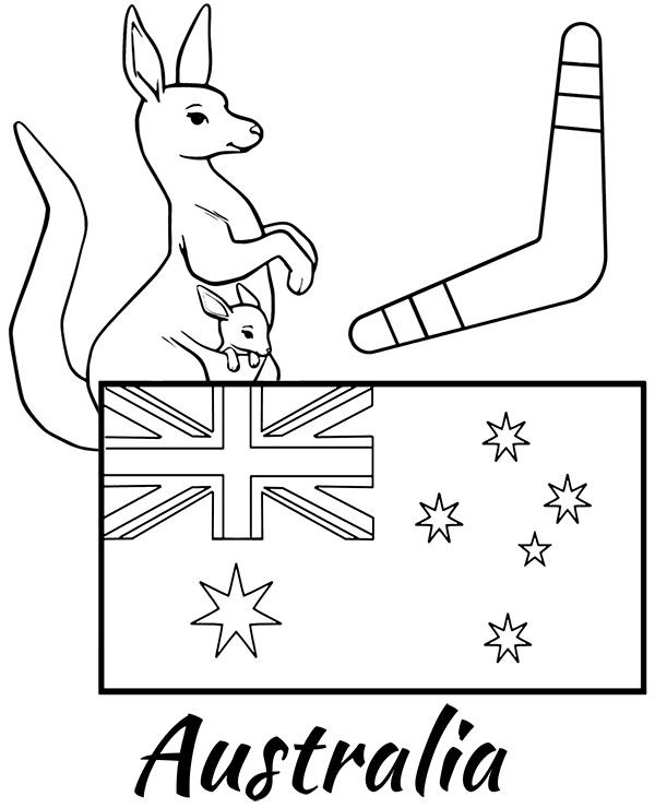 Australian flag coloring page for children kangaroo and boomerang flag coloring pages american flag coloring page australia flag