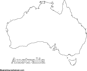 Australia map printable colouring sheet