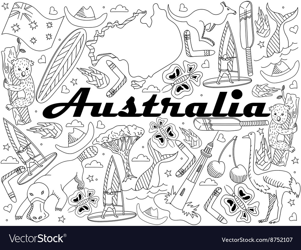 Australia coloring royalty free vector image