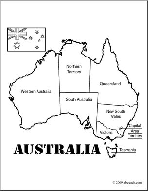 Clip art australia map coloring page labeled i