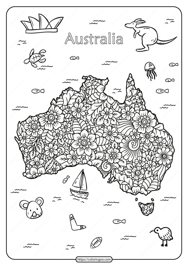 Free printable happy australia day pdf coloring page happy australia day coloring pages australia crafts