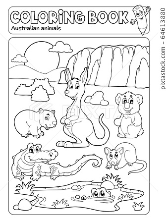 Coloring book various australian animals