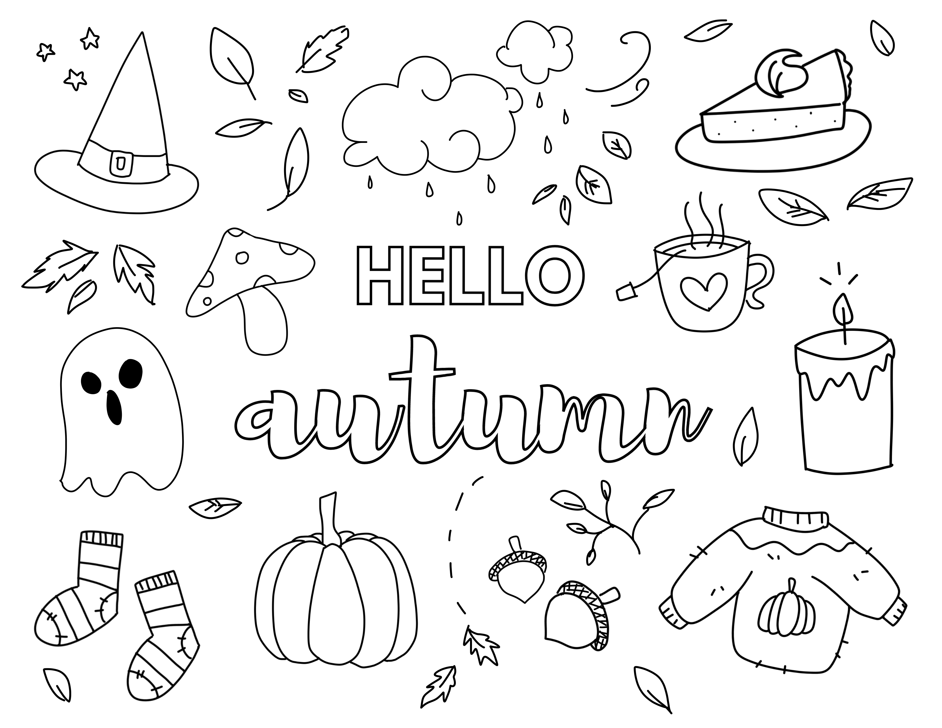 Hello autumn colouring sheet scyap