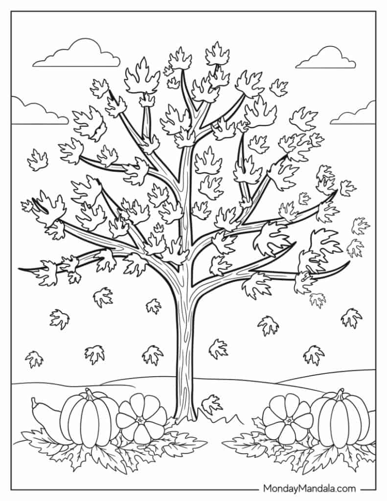 Autumn fall coloring pages free pdf printables