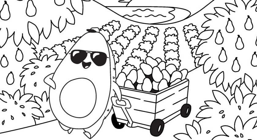 Create california art with avocado coloring sheets