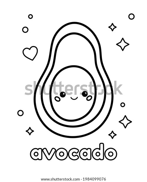 Coloring page book cute kawaii avocado stock vector royalty free