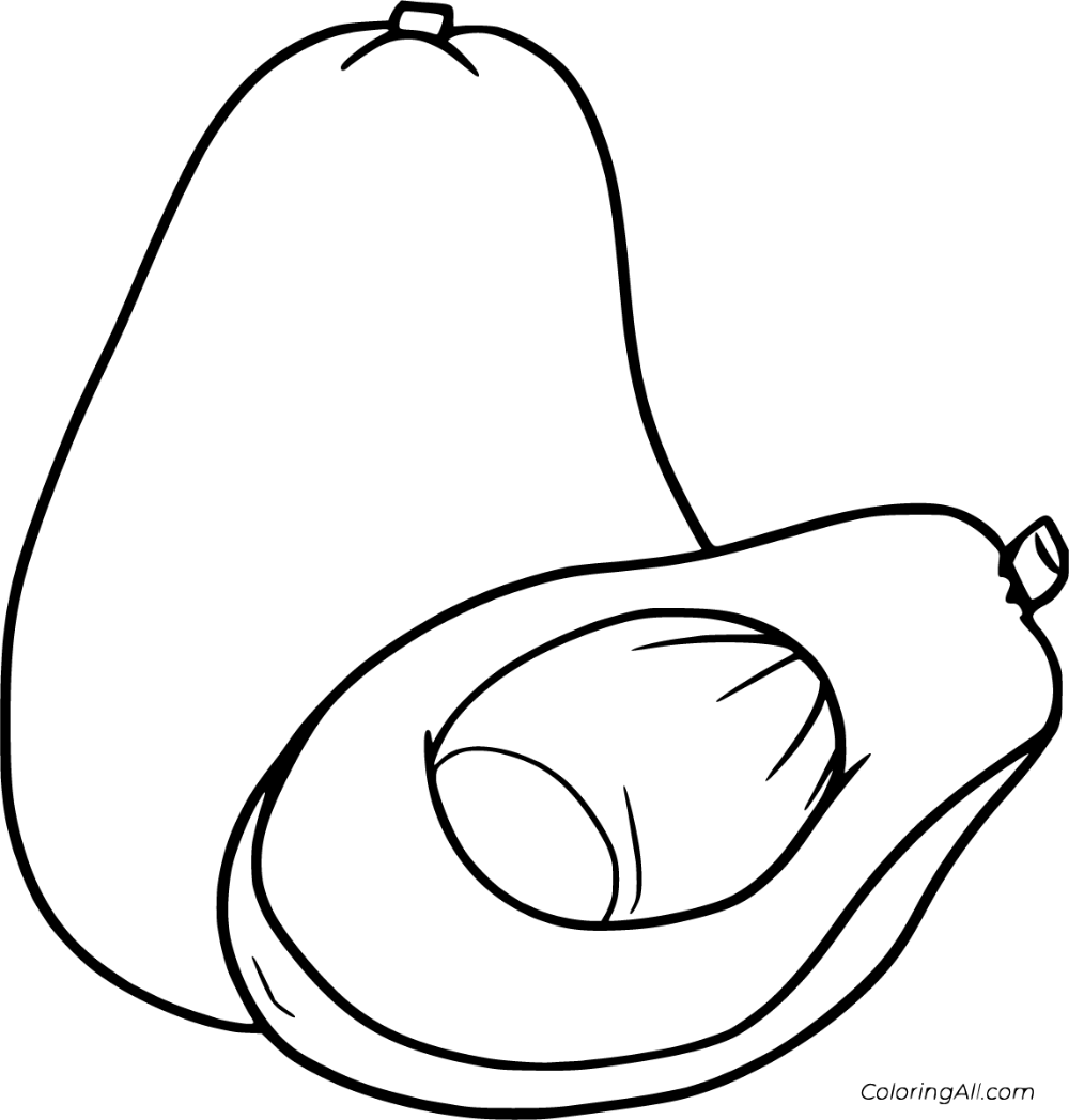 Free printable avocado coloring pages in vector format easy to print from any device and automaâ coloring pages fruit coloring pages vegetable coloring pages