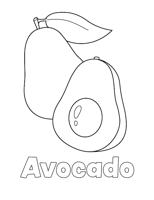 Avocado coloring page