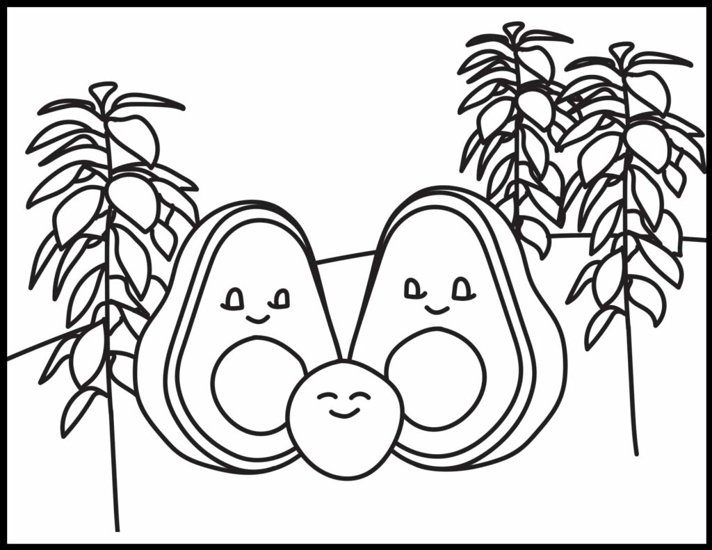 Avocado coloring pages roaring spork