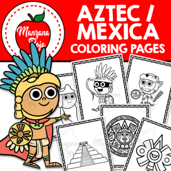 Aztec coloring pages mexican culture by manzana roja tpt