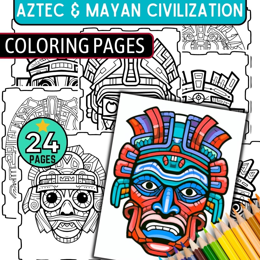 Ancient wonders to color aztec mayan civilization coloring pages made by teachers