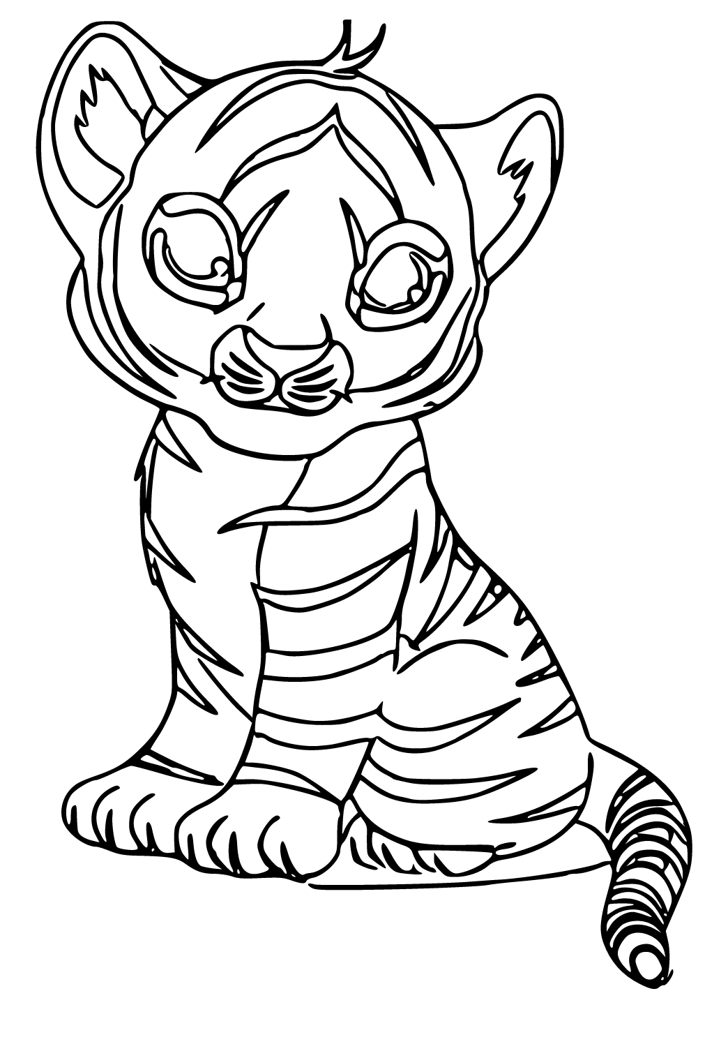 Free printable tiger baby coloring page for adults and kids