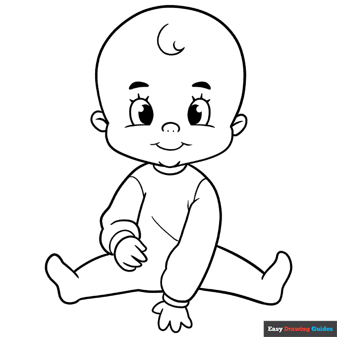 Baby coloring page easy drawing guides