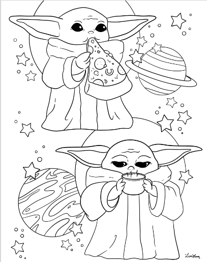 Baby yoda colouring sheet scyap