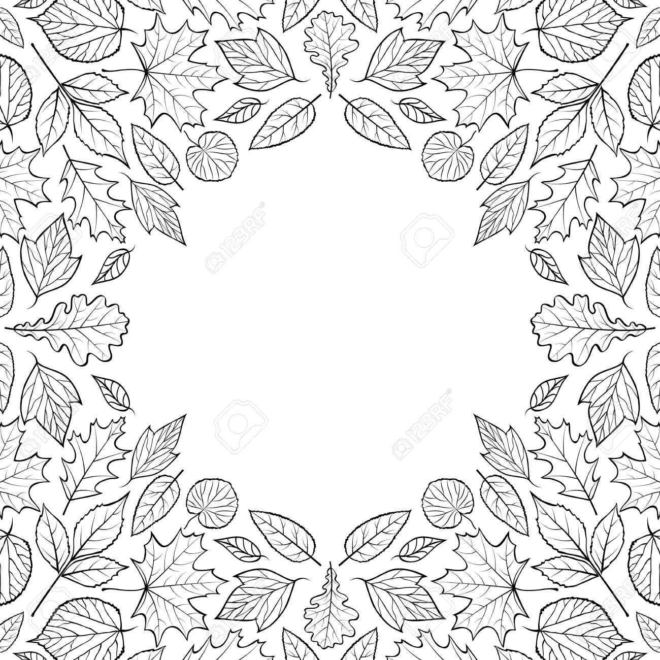 Pattern with autumn leavesautumn backgroundcoloring page for children and adult vector illustration royalty free svg cliparts vectors and stock illustration image