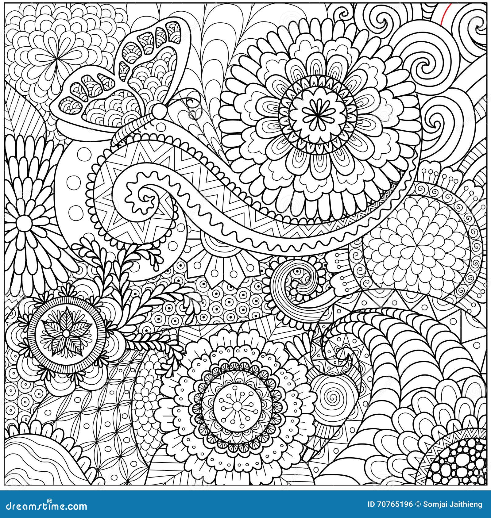 Hand drawn zentangle floral background for coloring page stock vector