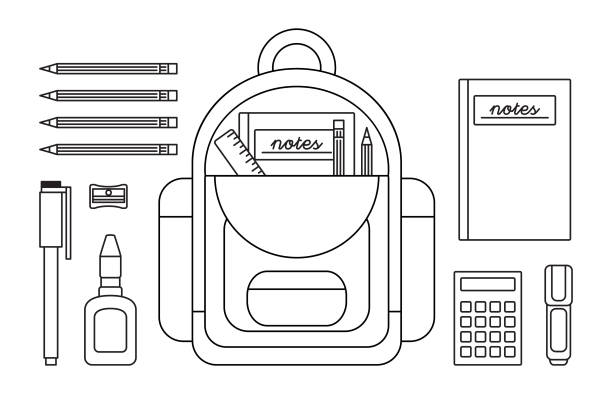 Backpack coloring page stock illustrations royalty