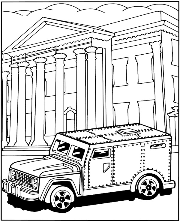 Bank armored truck coloring page