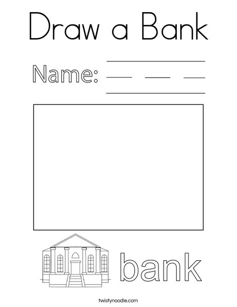 Draw a bank coloring page