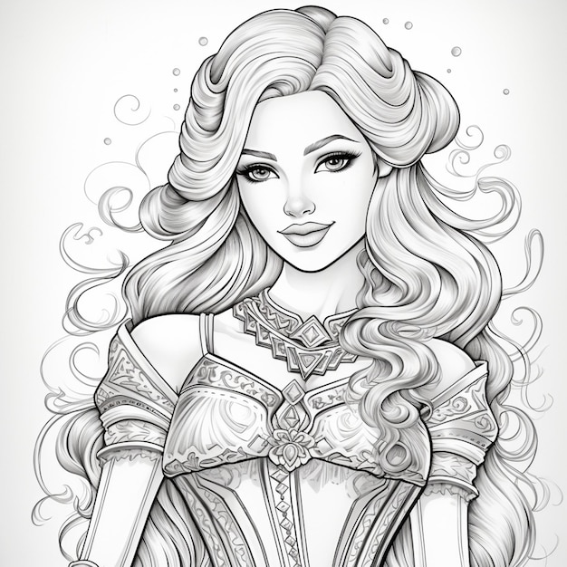 Premium ai image princess barbie coloring book