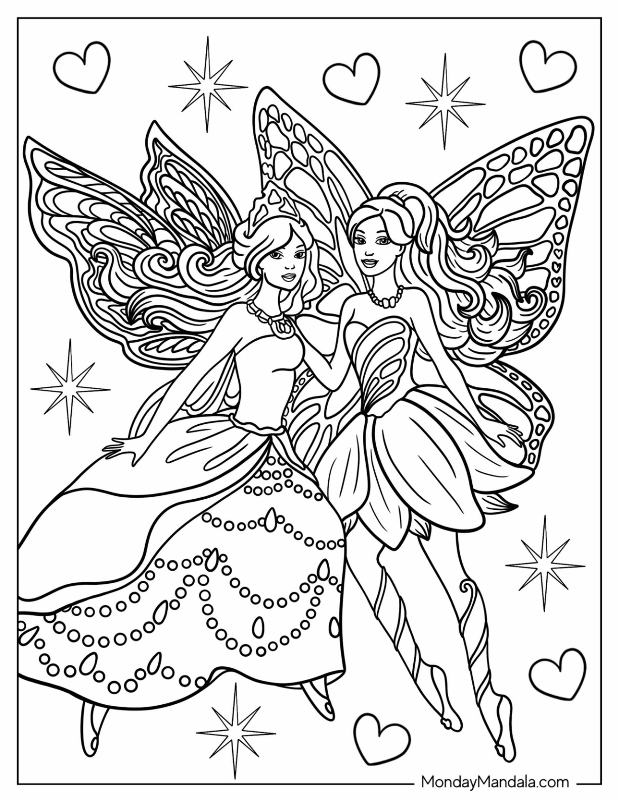 Fairy coloring pages free pdf printables