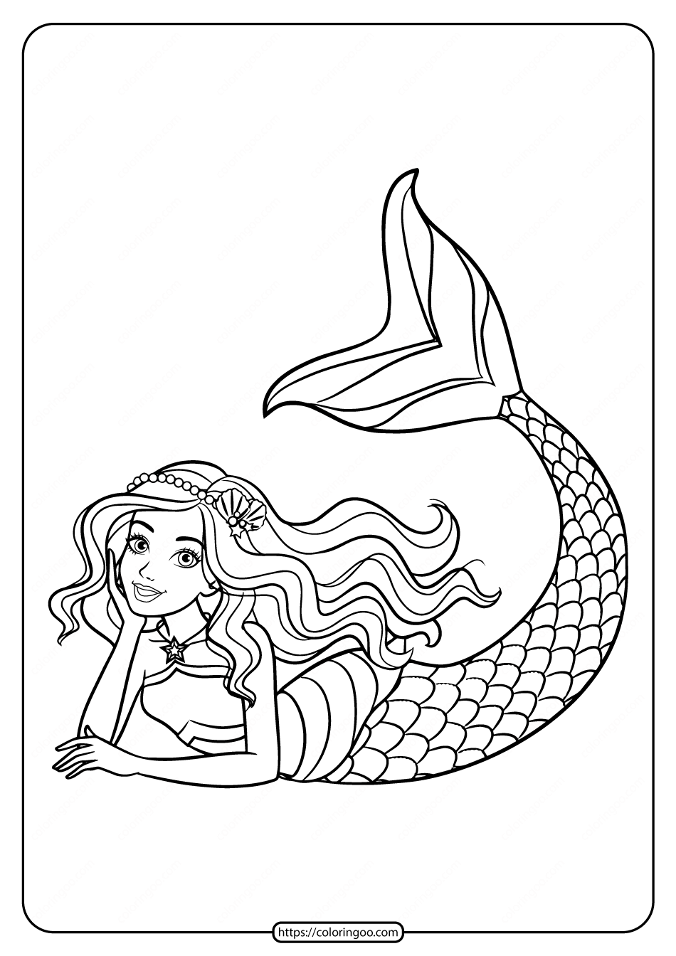 Cute barbie mermaid coloring page for girls mermaid coloring book barbie coloring mermaid coloring pages