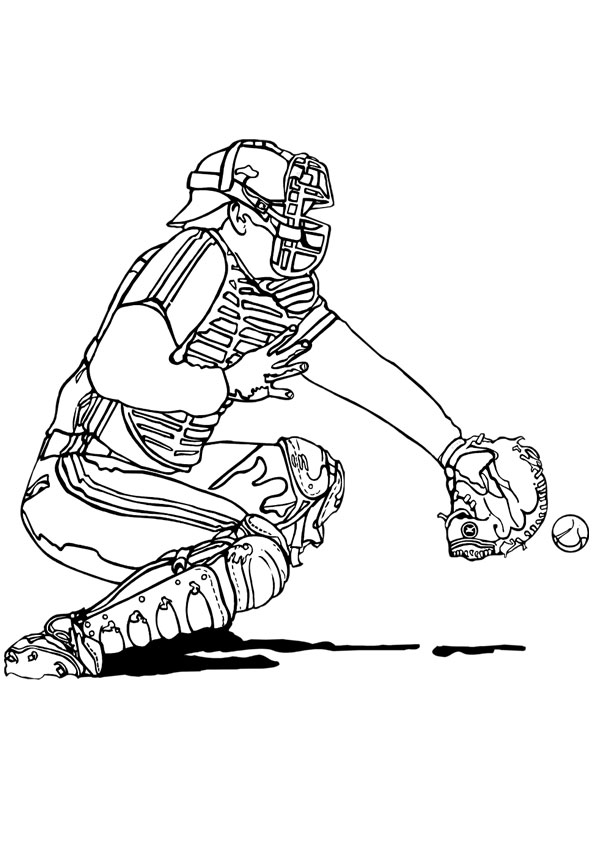 Coloring pages baseball catcher coloring page