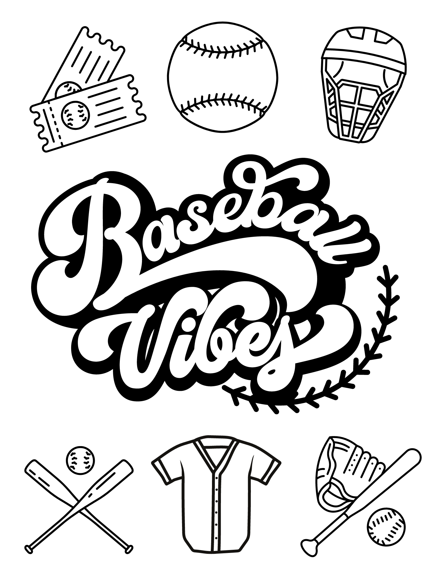 Free baseball coloring pages for kids and adults