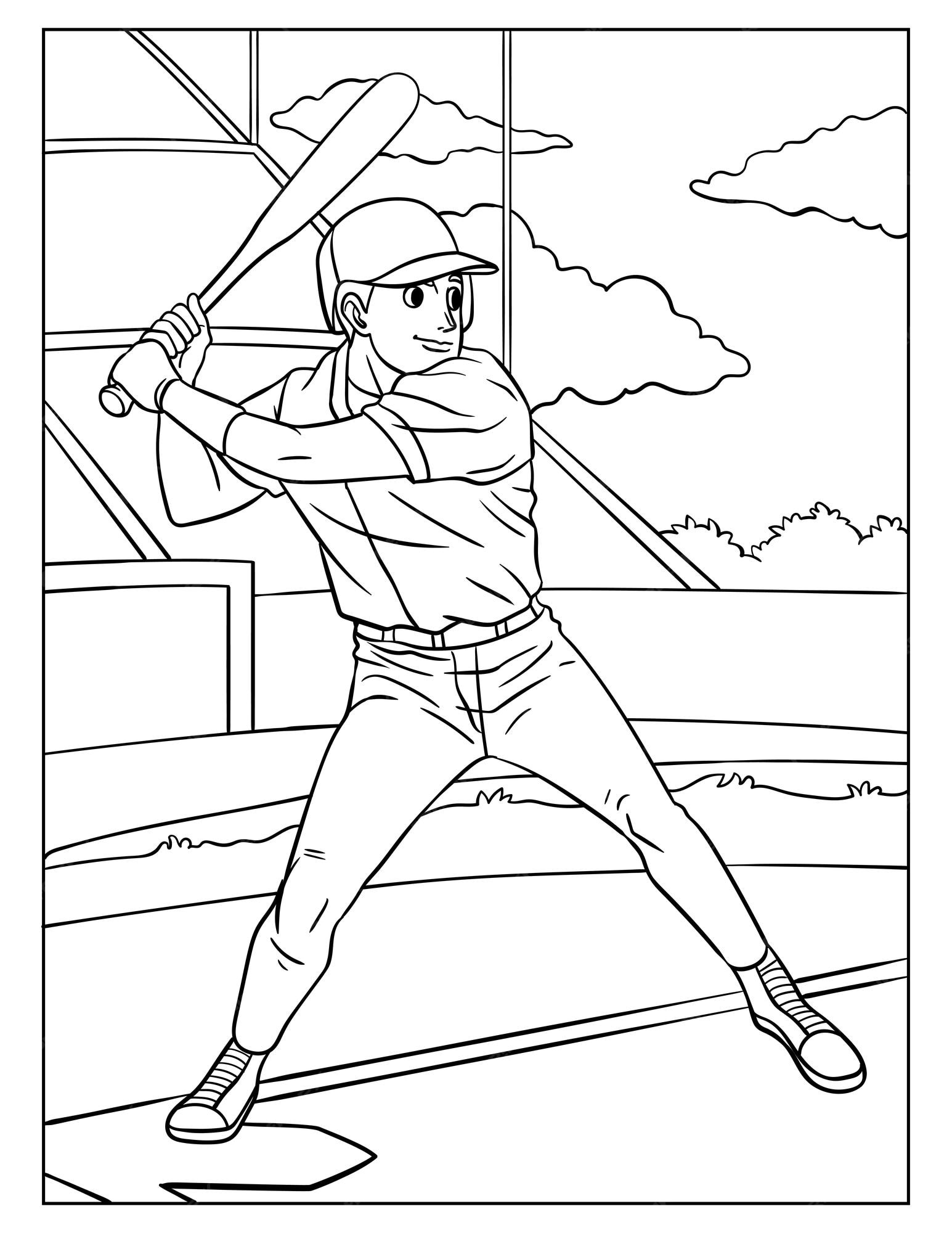 Premium vector baseball coloring page for kids