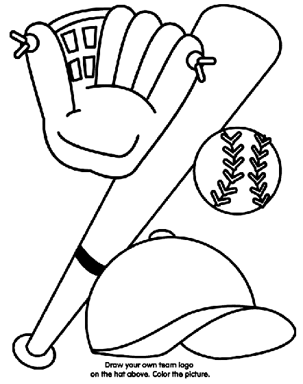 Baseball equipment coloring page