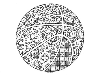 Basketball zentangle coloring page by pamela kennedy tpt