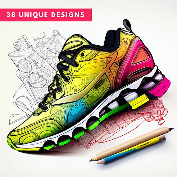 Sneakers shoes sneakers coloring book coloring book for adults coloring pages instant download digital print basketball shoes