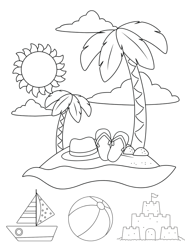 Free printable beach coloring pages for kids and adults