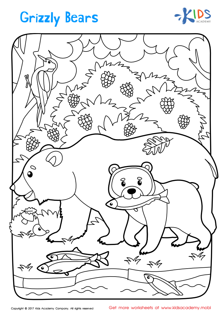 Free printable grizzly bear coloring page free printable worksheet for children