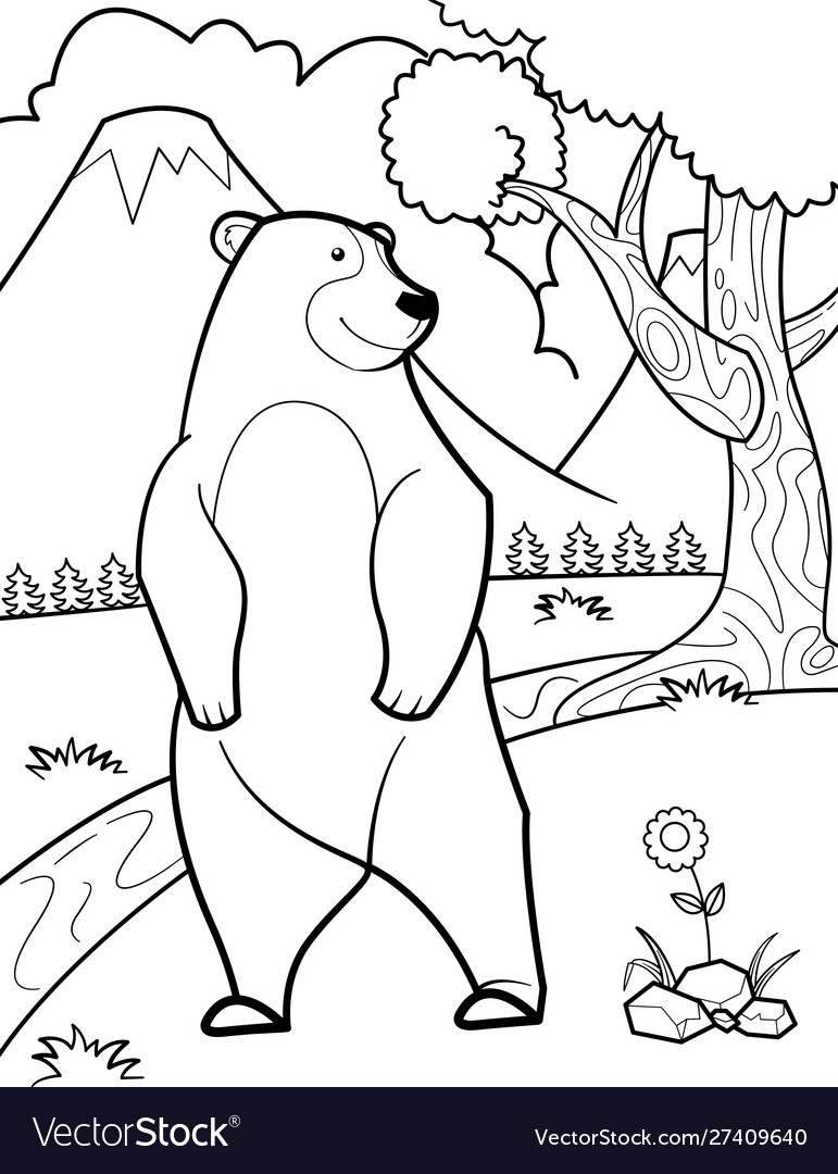 Cute bear coloring pages royalty free vector image