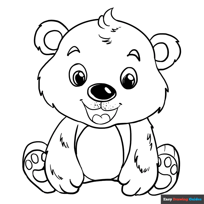 Baby bear coloring page easy drawing guides