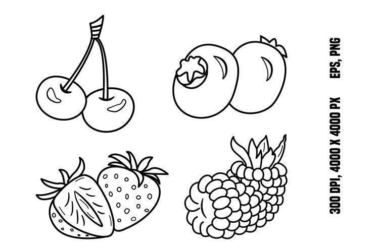 Set of ripe berries for coloring pages