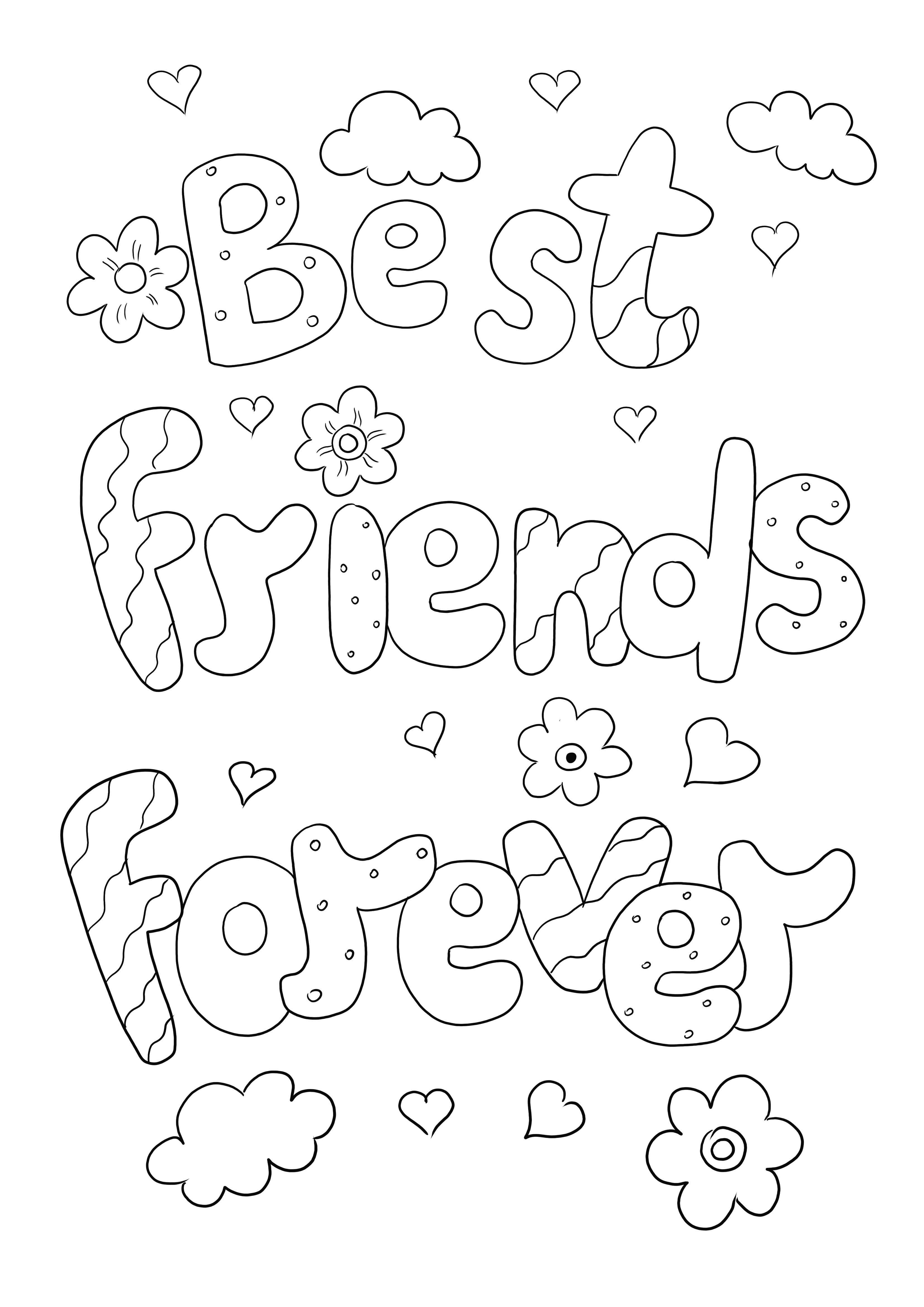 Best friends forever coloring image free to download or direct print