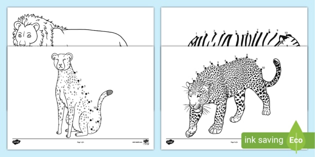 Big cats dot to dot worksheets