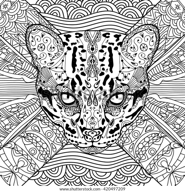 Coloring cat book adults wild cat stock vector royalty free