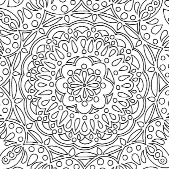 Big mandala printable adult coloring page instant download