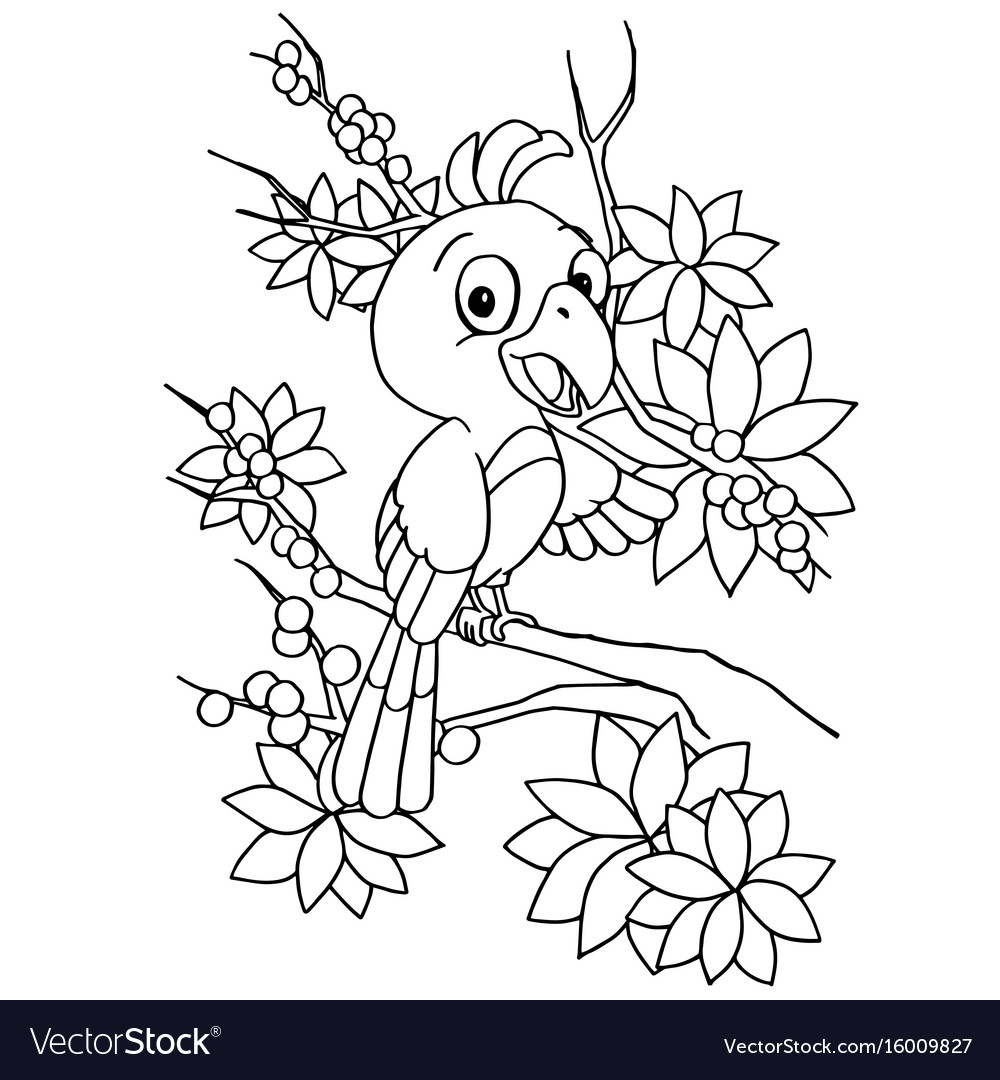 Cartoon bird coloring page royalty free vector image